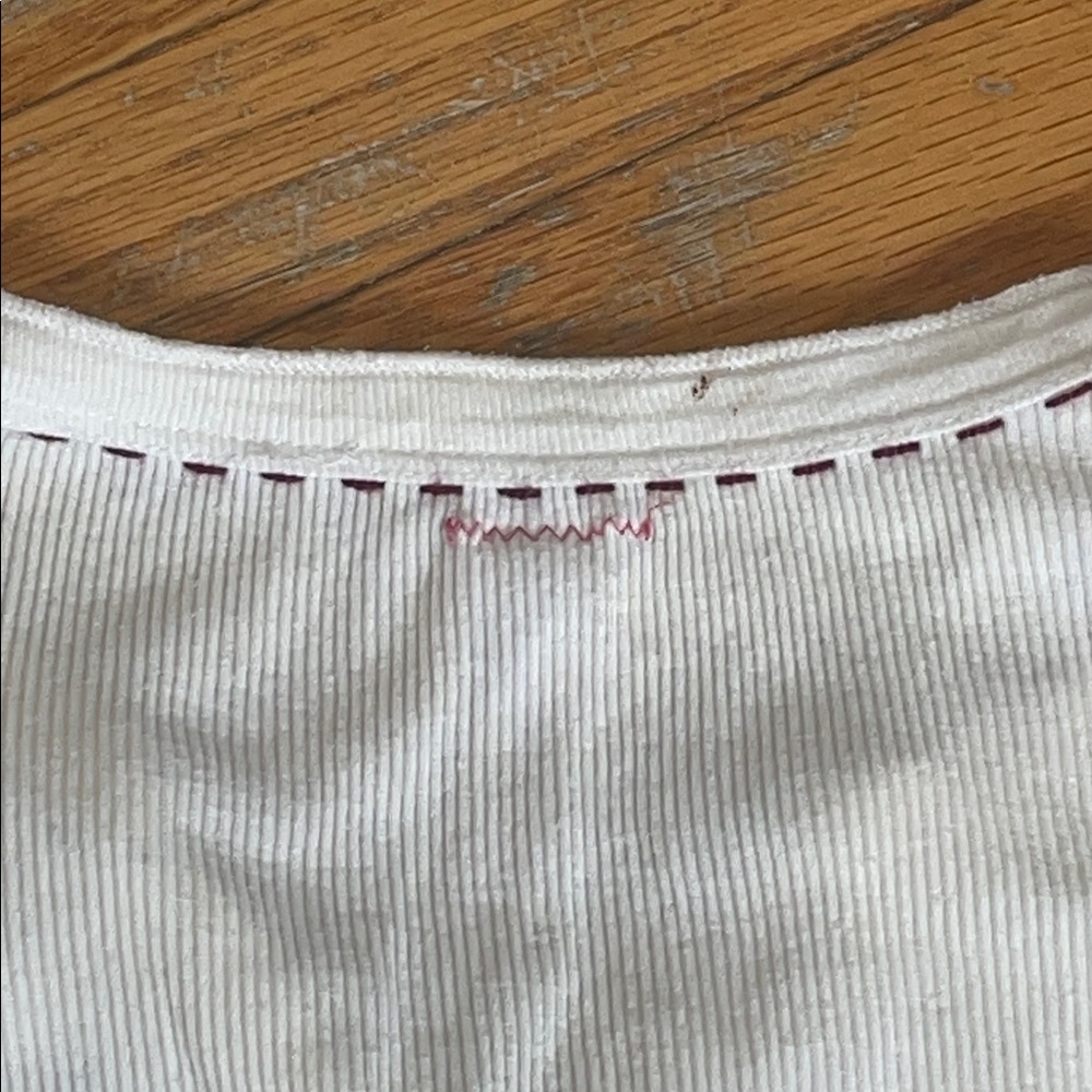 ♡ Cottage-core White Ribbed Top - Picture 4 of 4